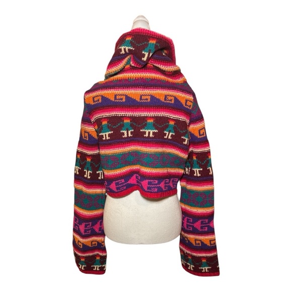 RARE H&M Designer Inspired Wool Aztec Boho Turtleneck Sweater Sz 10 - Picture 3 of 15